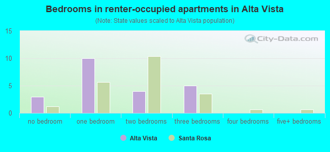 Bedrooms in renter-occupied apartments in Alta Vista