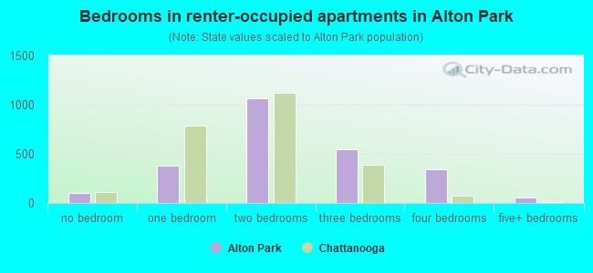 Bedrooms in renter-occupied apartments in Alton Park