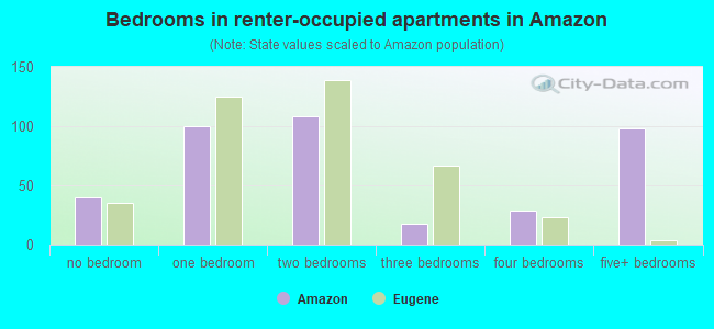 Bedrooms in renter-occupied apartments in Amazon