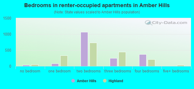 Bedrooms in renter-occupied apartments in Amber Hills