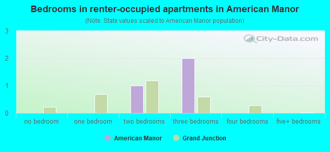 Bedrooms in renter-occupied apartments in American Manor