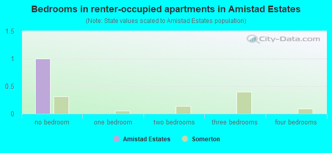 Bedrooms in renter-occupied apartments in Amistad Estates