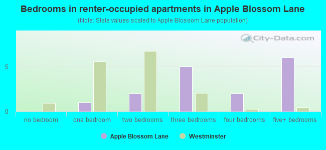 Bedrooms in renter-occupied apartments in Apple Blossom Lane