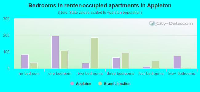 Bedrooms in renter-occupied apartments in Appleton