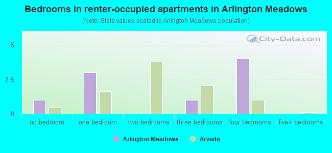 Bedrooms in renter-occupied apartments in Arlington Meadows