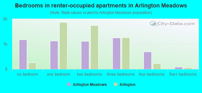 Bedrooms in renter-occupied apartments in Arlington Meadows