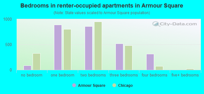 Bedrooms in renter-occupied apartments in Armour Square