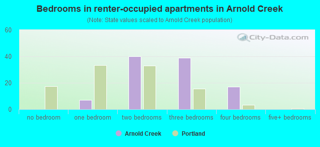 Bedrooms in renter-occupied apartments in Arnold Creek