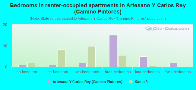 Bedrooms in renter-occupied apartments in Artesano Y Carlos Rey (Camino Pintores)