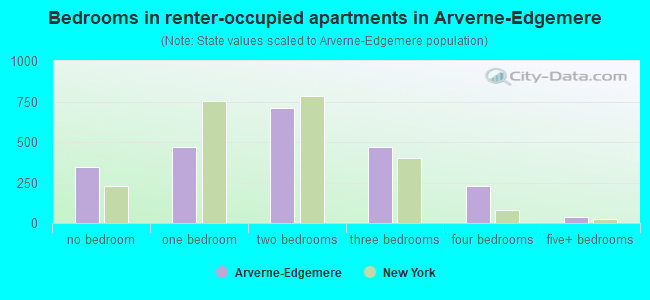 Bedrooms in renter-occupied apartments in Arverne-Edgemere
