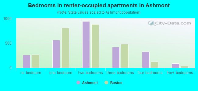 Bedrooms in renter-occupied apartments in Ashmont