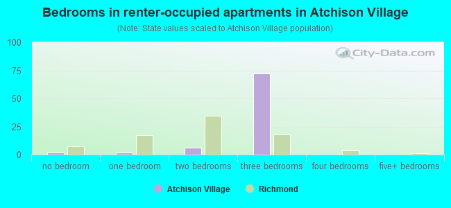 Bedrooms in renter-occupied apartments in Atchison Village