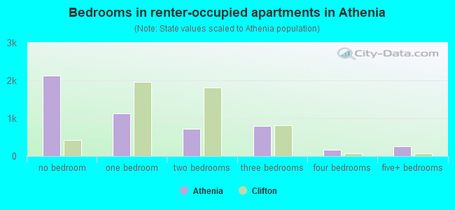 Bedrooms in renter-occupied apartments in Athenia