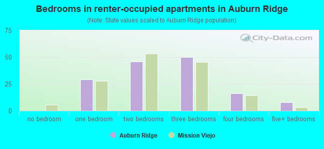 Bedrooms in renter-occupied apartments in Auburn Ridge