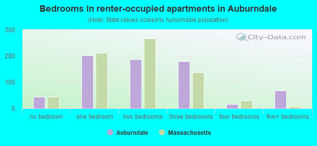 Bedrooms in renter-occupied apartments in Auburndale