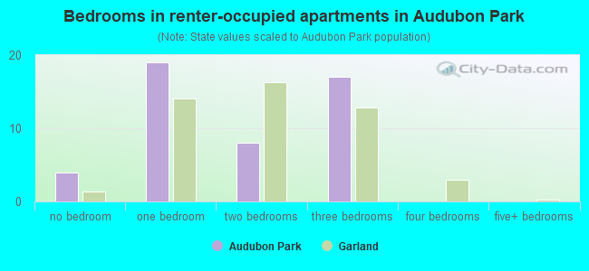 Bedrooms in renter-occupied apartments in Audubon Park
