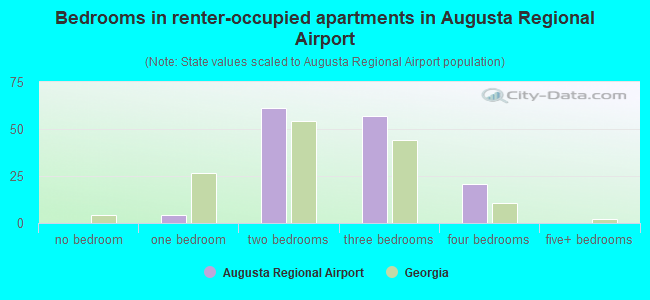 Bedrooms in renter-occupied apartments in Augusta Regional Airport