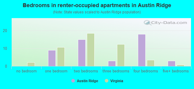 Bedrooms in renter-occupied apartments in Austin Ridge