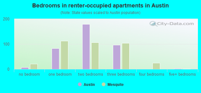 Bedrooms in renter-occupied apartments in Austin