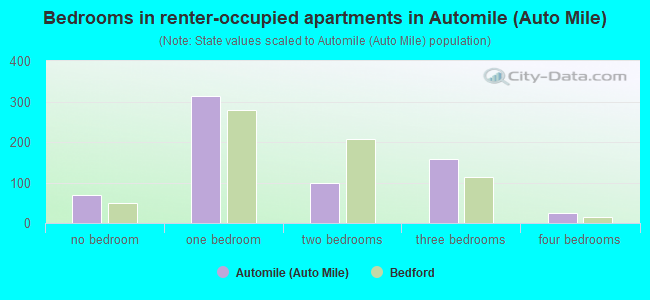 Bedrooms in renter-occupied apartments in Automile (Auto Mile)