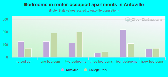 Bedrooms in renter-occupied apartments in Autoville