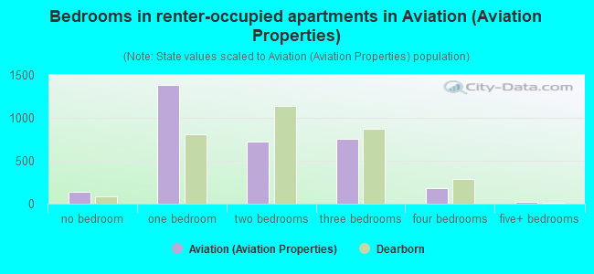 Bedrooms in renter-occupied apartments in Aviation (Aviation Properties)