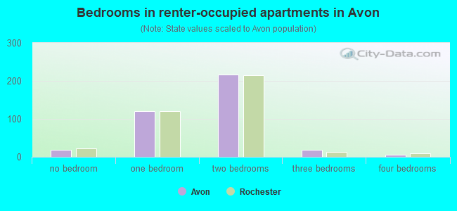 Bedrooms in renter-occupied apartments in Avon