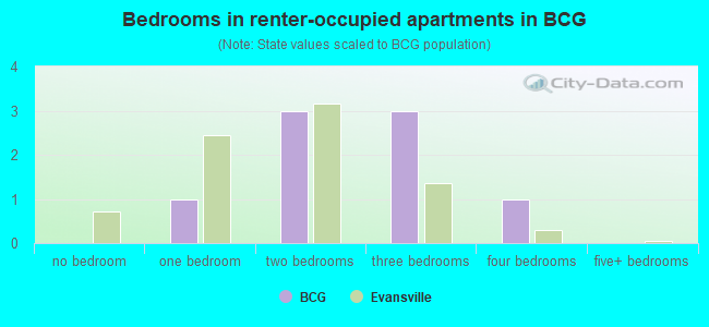 Bedrooms in renter-occupied apartments in BCG