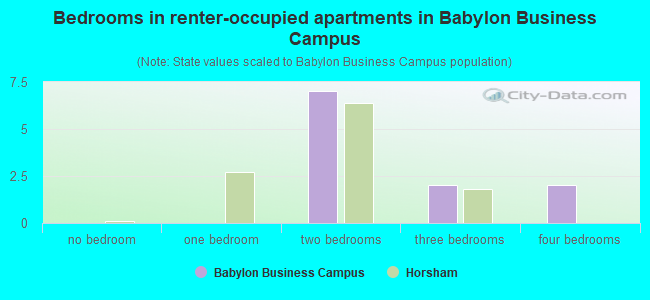 Bedrooms in renter-occupied apartments in Babylon Business Campus