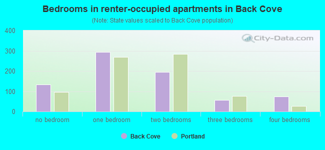 Bedrooms in renter-occupied apartments in Back Cove