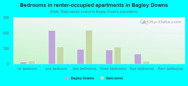 Bedrooms in renter-occupied apartments in Bagley Downs