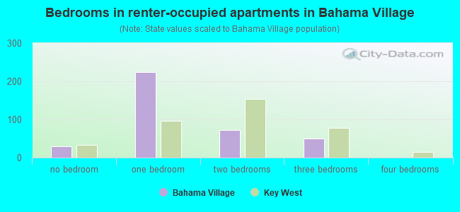 Bedrooms in renter-occupied apartments in Bahama Village