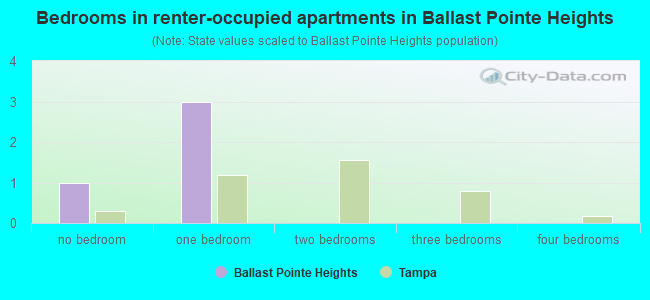 Bedrooms in renter-occupied apartments in Ballast Pointe Heights