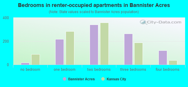 Bedrooms in renter-occupied apartments in Bannister Acres