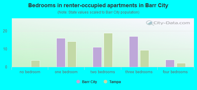 Bedrooms in renter-occupied apartments in Barr City