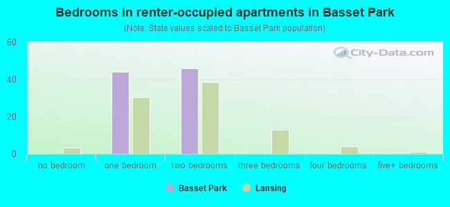 Bedrooms in renter-occupied apartments in Basset Park