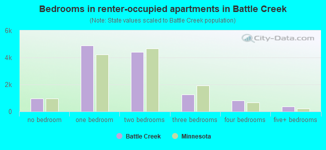 Bedrooms in renter-occupied apartments in Battle Creek