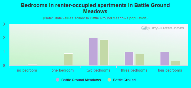 Bedrooms in renter-occupied apartments in Battle Ground Meadows