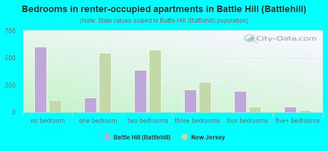Bedrooms in renter-occupied apartments in Battle Hill (Battlehill)