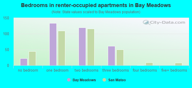 Bedrooms in renter-occupied apartments in Bay Meadows