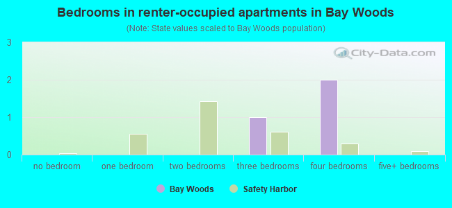 Bedrooms in renter-occupied apartments in Bay Woods