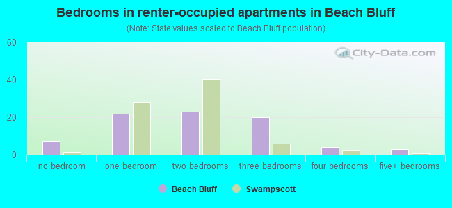 Bedrooms in renter-occupied apartments in Beach Bluff