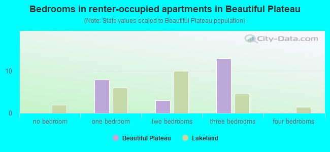 Bedrooms in renter-occupied apartments in Beautiful Plateau