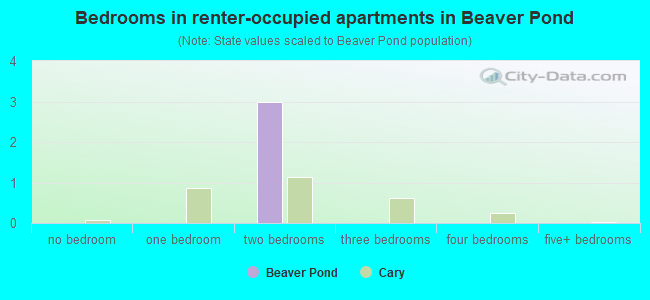 Bedrooms in renter-occupied apartments in Beaver Pond