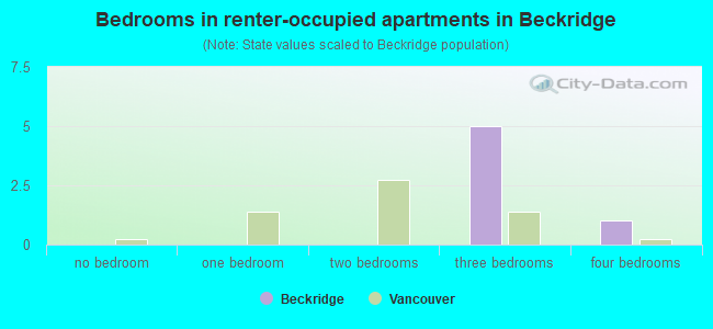 Bedrooms in renter-occupied apartments in Beckridge