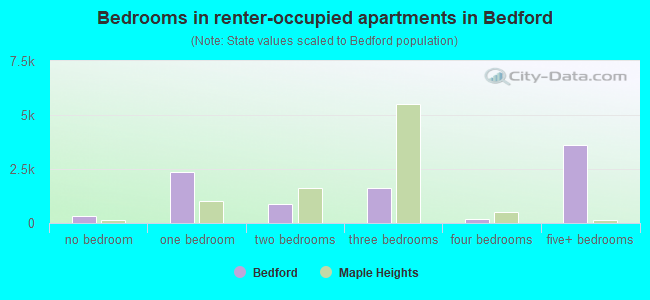 Bedrooms in renter-occupied apartments in Bedford