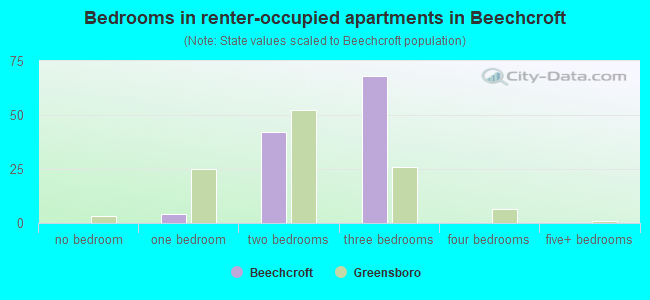 Bedrooms in renter-occupied apartments in Beechcroft