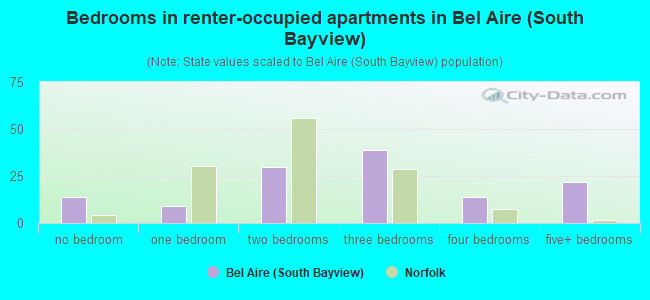 Bedrooms in renter-occupied apartments in Bel Aire (South Bayview)