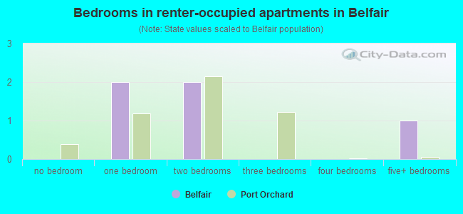 Bedrooms in renter-occupied apartments in Belfair