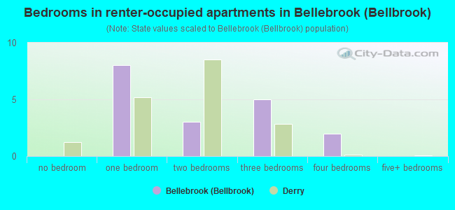 Bedrooms in renter-occupied apartments in Bellebrook (Bellbrook)